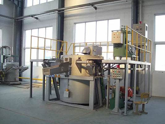 Machine voor het injecteren van zuivere stikstof- of argongas met een aluminiumvloeistoftemperatuur van 680-750 °C en een grafietrotorsnelheid van 0 400 r/min